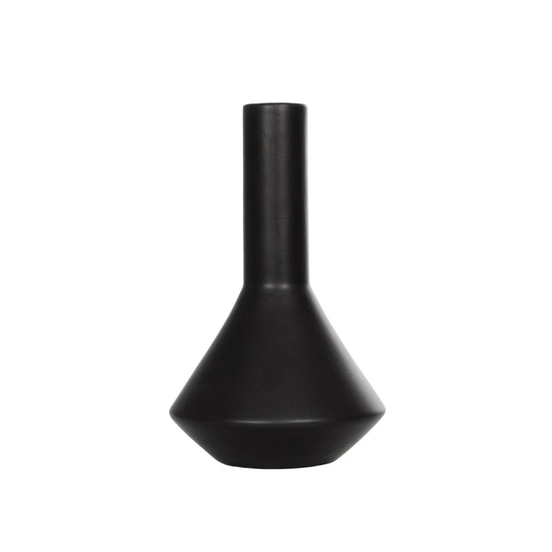 GloboStar® Artificial Garden CANNOLI 21280 Διακοσμητικό Κεραμικό Βάζo Μαύρο Π13 x Μ13 x Υ20cm