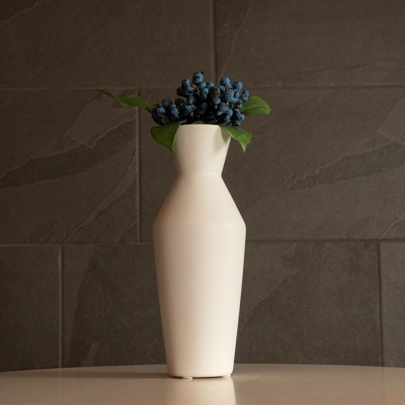 GloboStar® Artificial Garden MALVINA 21285 Διακοσμητικό Κεραμικό Βάζo Λευκό Π10 x Μ10 x Υ24cm