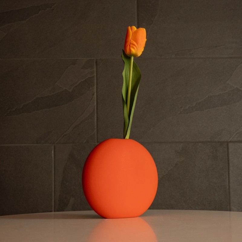 GloboStar® Artificial Garden CINNAMON 21291 Διακοσμητικό Κεραμικό Βάζo Πορτοκαλί Π15 x Μ15 x Υ14cm