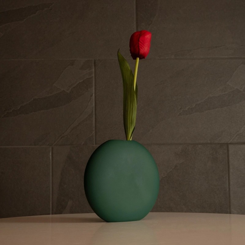 GloboStar® Artificial Garden MENORCA 21292 Διακοσμητικό Κεραμικό Βάζo Πράσινο Π15 x Μ15 x Υ14cm