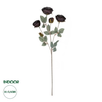 GloboStar® Artificial Garden PURPLE BRANCH 21301 Τεχνητό Διακοσμητικό Κλαδί Τριαντάφυλλα Μωβ Y60cm