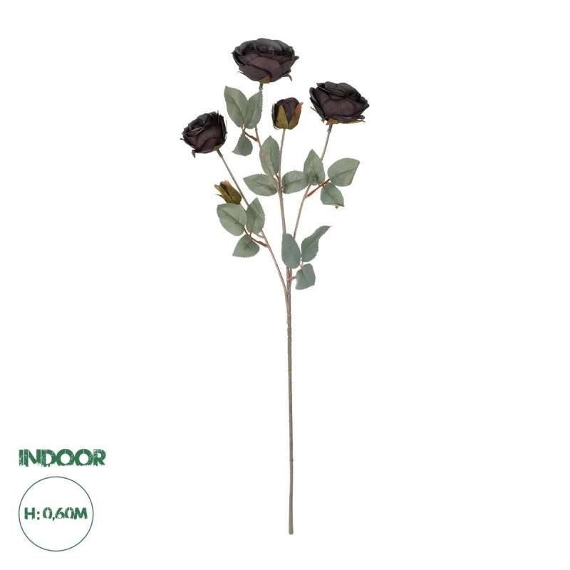 GloboStar® Artificial Garden PURPLE BRANCH 21301 Τεχνητό Διακοσμητικό Κλαδί Τριαντάφυλλα Μωβ Y60cm