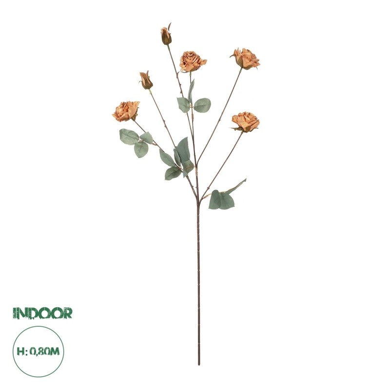 GloboStar® Artificial Garden PINK ROSE BRANCH 21302 Τεχνητό Διακοσμητικό Κλαδί Τριαντάφυλλα Ροζ Y80cm