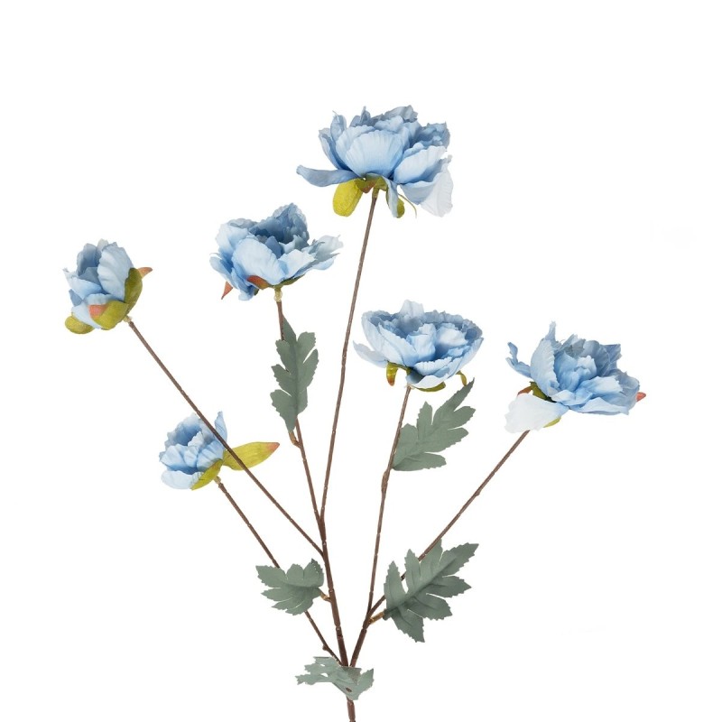 GloboStar® Artificial Garden SKY BLUE PAEONIA BRANCH 21306 Τεχνητό Διακοσμητικό Κλαδί Παιώνιας Μπλέ Y82cm