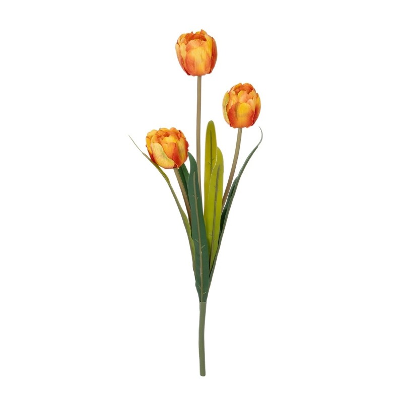 GloboStar® Artificial Garden ORANGE TULIP BRANCH 21308 Τεχνητό Διακοσμητικό Κλαδί Πορτοκαλί Τουλίπα Y48cm