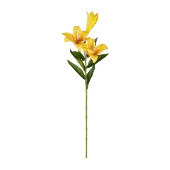 GloboStar® Artificial Garden YELLOW LILY BRANCH 21311 Τεχνητό Διακοσμητικό Κλαδί Κίτρινο Κρίνο Y72cm