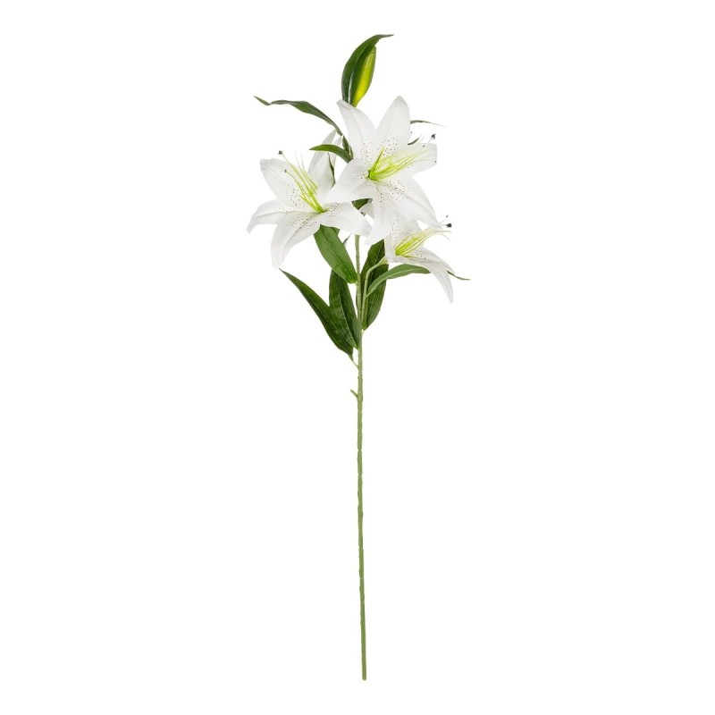 GloboStar® Artificial Garden WHITE LILY BRANCH 21312 Τεχνητό Διακοσμητικό Κλαδί Λευκό Κρίνο Y95cm