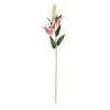 GloboStar® Artificial Garden PINK LILY BRANCH 21313 Τεχνητό Διακοσμητικό Κλαδί Ροζ Κρίνο Y106cm