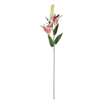 GloboStar® Artificial Garden PINK LILY BRANCH 21313 Τεχνητό Διακοσμητικό Κλαδί Ροζ Κρίνο Y106cm