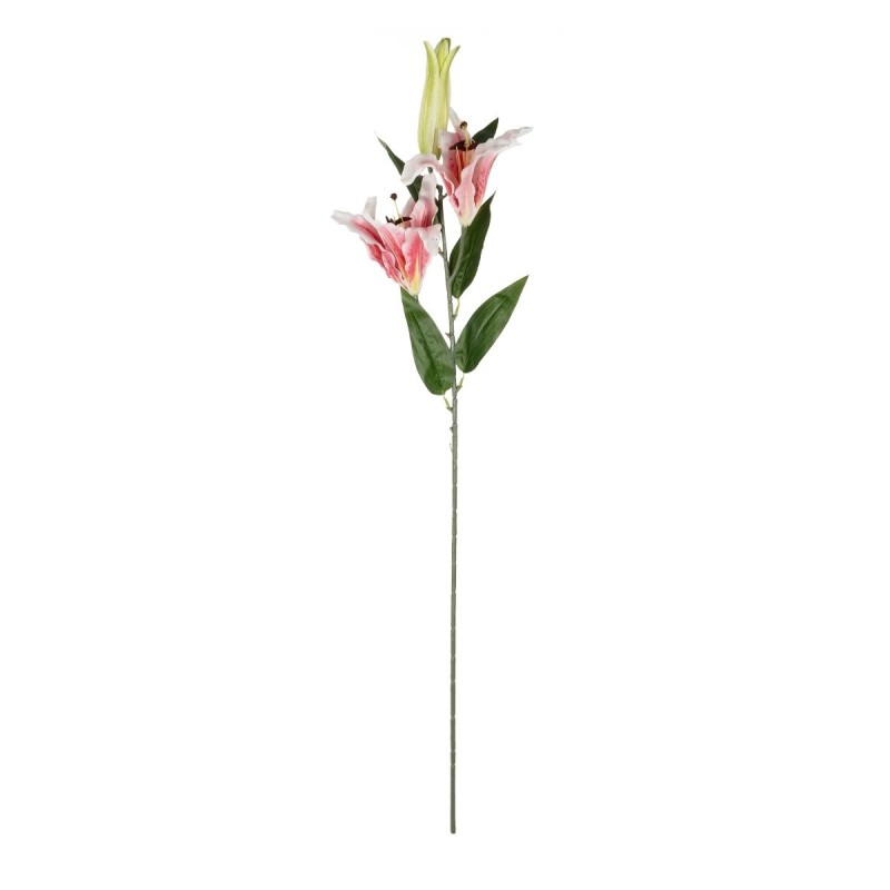 GloboStar® Artificial Garden PINK LILY BRANCH 21313 Τεχνητό Διακοσμητικό Κλαδί Ροζ Κρίνο Y106cm