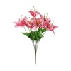 GloboStar® Artificial Garden PINK LILY BOUQUET 21314 Τεχνητό Διακοσμητικό Μπουκέτο Ροζ Κρίνα Y55cm
