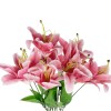 GloboStar® Artificial Garden PINK LILY BOUQUET 21314 Τεχνητό Διακοσμητικό Μπουκέτο Ροζ Κρίνα Y55cm