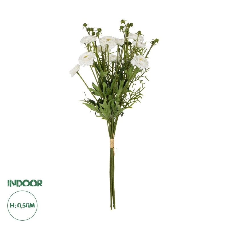 GloboStar® Artificial Garden WHITE CHRYSANTHEMUM BOUQUET 21330 Τεχνητό Διακοσμητικό Μπουκέτο Λευκό Χρυσάνθεμο Y50cm