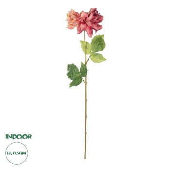 GloboStar® Artificial Garden PINK DHALIA BRANCH 21334 Τεχνητό Διακοσμητικό Ροζ Κλαδί Ντάλια Y60cm