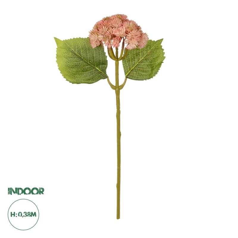 GloboStar® Artificial Garden SALMON SEDUM BRANCH 21337 Τεχνητό Διακοσμητικό Κλαδί Ροζ Σέδο Y38cm