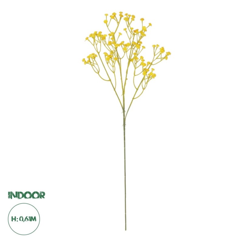 GloboStar® Artificial Garden YELLOW BRANCH BABY BREATH 21370 Τεχνητό Διακοσμητικό Κλαδί Κίτρινης Γυψοφίλης Y61cm