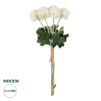 GloboStar® Artificial Garden WHITE ONIONBALL BOUQET 21371 Τεχνητό Διακοσμητικό OnionBall Μπουκέτο Y39cm