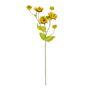 GloboStar® Artificial Garden YELLOW SUNFLOWER BRANCH 21379 Τεχνητό Διακοσμητικό Κλαδί Ηλιοτρόπιο Κίτρινο Y72cm