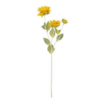 GloboStar® Artificial Garden YELLOW SUNFLOWER BRANCH 21384 Τεχνητό Διακοσμητικό Κλαδί Ηλιοτρόπιο Κίτρινο Y64cm