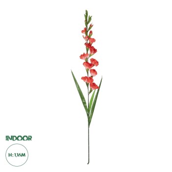 GloboStar® Artificial Garden RED GLADIOLUS FLOWER BRANCH 21396 Τεχνητό Διακοσμητικό Κλαδί Γλαδιόλα Y116cm