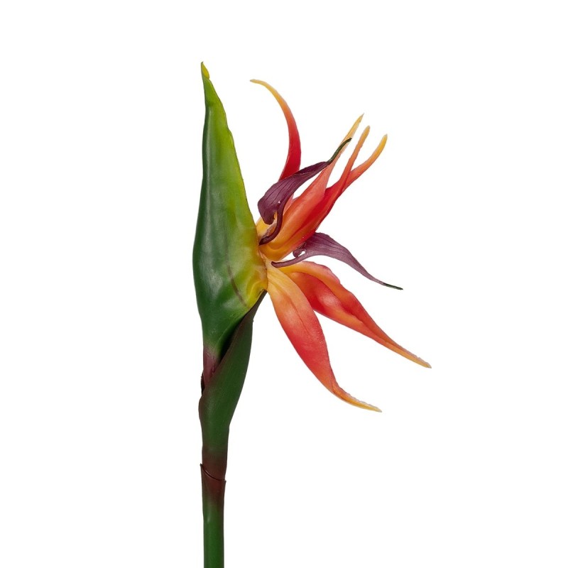 GloboStar® Artificial Garden ORANGE STELIZIA BRANCH 21399 Τεχνητό Διακοσμητικό Κλαδί  Πορτοκαλί Στρελίτζια Y82cm