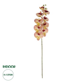 GloboStar® Artificial Garden PING SALMON ORCHID BRANCH 21405 Τεχνητό Διακοσμητικό Κλαδί  Ροζ Ορχιδέα Y95cm