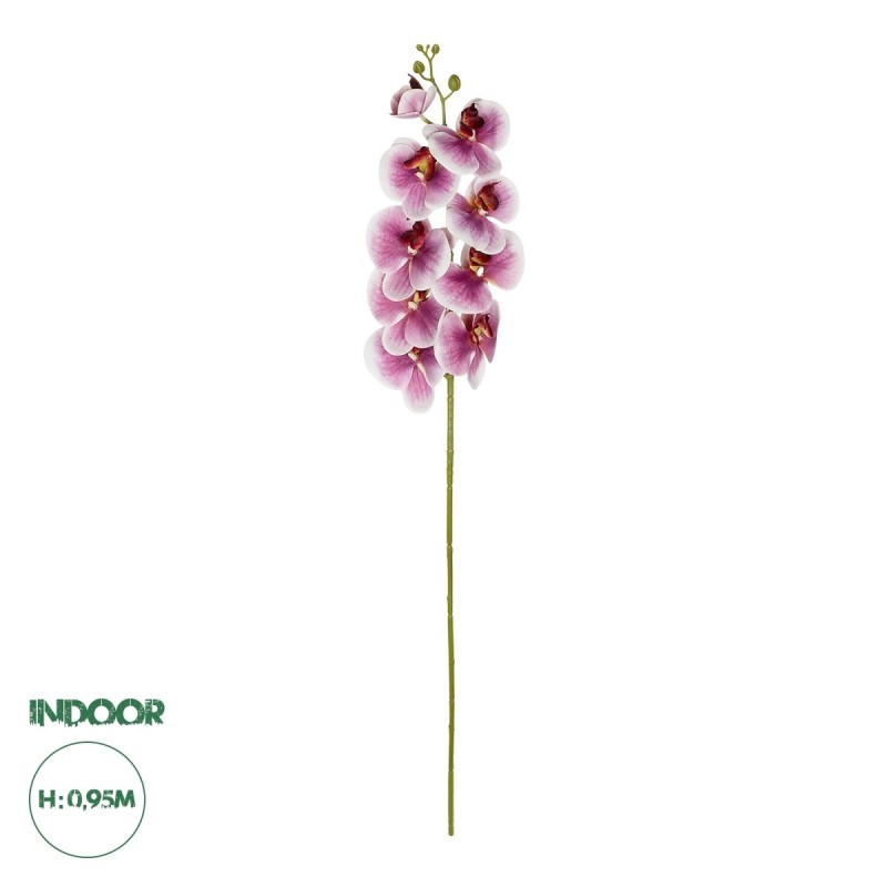 GloboStar® Artificial Garden PINK ORCHID BRANCH 21407 Τεχνητό Διακοσμητικό Κλαδί Ροζ Ορχιδέα Y95cm