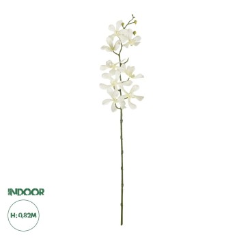 GloboStar® Artificial Garden WHITE VANDA ORCHID BRANCH 21409 Τεχνητό Διακοσμητικό Κλαδί Λευκή Ορχιδέα Y82cm