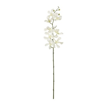 GloboStar® Artificial Garden WHITE VANDA ORCHID BRANCH 21409 Τεχνητό Διακοσμητικό Κλαδί Λευκή Ορχιδέα Y82cm
