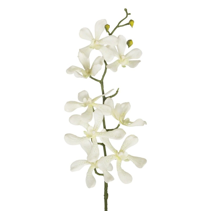 GloboStar® Artificial Garden WHITE VANDA ORCHID BRANCH 21409 Τεχνητό Διακοσμητικό Κλαδί Λευκή Ορχιδέα Y82cm