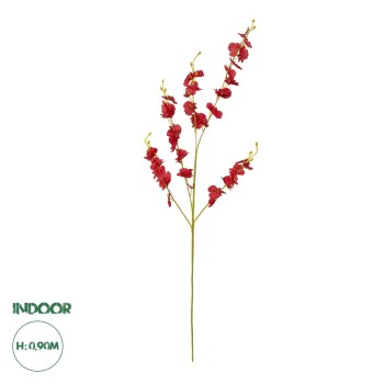 GloboStar® Artificial Garden RED DANCE ORCHID BRANCH 21413 Τεχνητό Διακοσμητικό Κλαδί Κόκκινη Ορχιδέα Y90cm