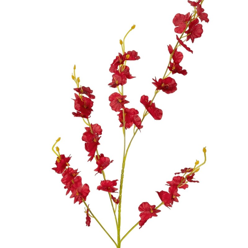 GloboStar® Artificial Garden RED DANCE ORCHID BRANCH 21413 Τεχνητό Διακοσμητικό Κλαδί Κόκκινη Ορχιδέα Y90cm