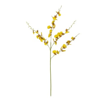 GloboStar® Artificial Garden YELLOW SPRING ORCHIDIUM BRANCH 21415 Τεχνητό Διακοσμητικό Κλαδί Κίτρινη Ορχιδέα Y76cm