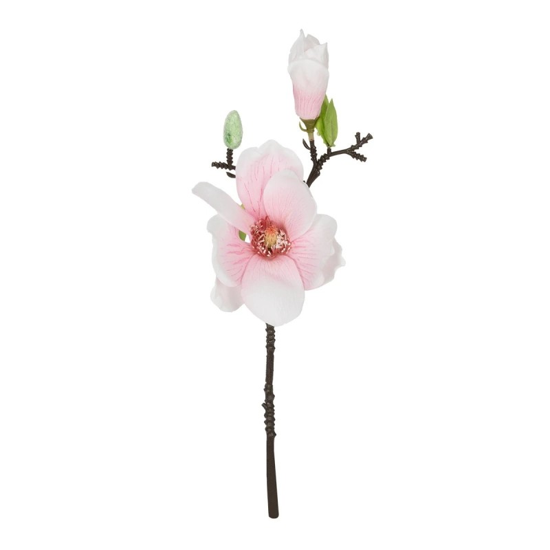GloboStar® Artificial Garden WHITE PINK MAGNOLIA BRANCH 21417 Τεχνητό Διακοσμητικό Κλαδί Λευκή Ροζ Μαγνόλια Y36cm
