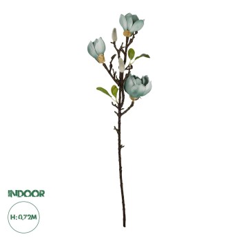 GloboStar® Artificial Garden BLUE MAGNOLIA BRANCH 21418 Τεχνητό Διακοσμητικό Κλαδί Μπλε Μανόλια Y72cm