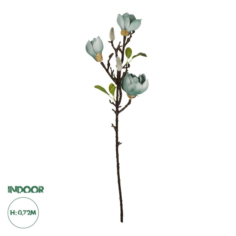 GloboStar® Artificial Garden BLUE MAGNOLIA BRANCH 21418 Τεχνητό Διακοσμητικό Κλαδί Μπλε Μαγνόλια Y72cm