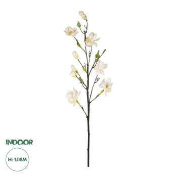 GloboStar® Artificial Garden WHITE YELLOW MAGNOLIA BRANCH 21419 Τεχνητό Διακοσμητικό Κλαδί Λευκή Κίτρινη Μανόλια Y108cm