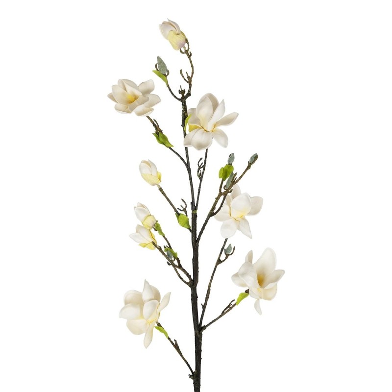 GloboStar® Artificial Garden WHITE YELLOW MAGNOLIA BRANCH 21419 Τεχνητό Διακοσμητικό Κλαδί Λευκή Κίτρινη Μαγνόλια Y108cm