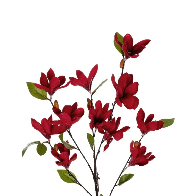 GloboStar® Artificial Garden RED MAGNOLIA BRANCH 21422 Τεχνητό Διακοσμητικό Κλαδί Κόκκινη Μαγνόλια Y86cm
