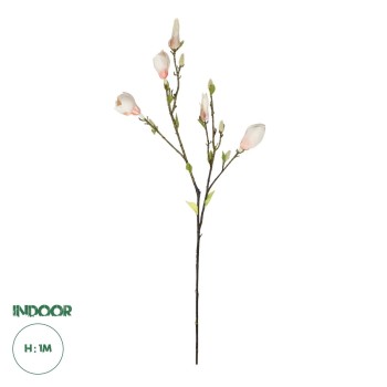 GloboStar® Artificial Garden CHAMPAGNE MAGNOLIA BRANCH 21423 Τεχνητό Διακοσμητικό Κλαδί Σαμπανί Μανόλια Y100cm
