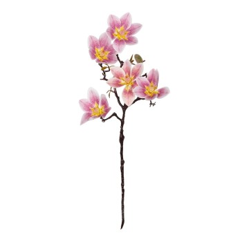 GloboStar® Artificial Garden PING MAGNOLIA BRANCH 21424 Τεχνητό Διακοσμητικό Κλαδί Ροζ Μανόλια Y57cm