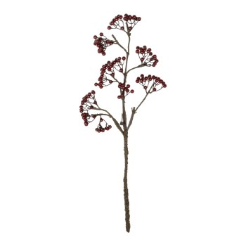GloboStar® Artificial Garden RED HOLLY BERRIES FRUIT BRANCH 21427 Τεχνητό Διακοσμητικό Κλαδί Κόκκινο Γκί Y86cm