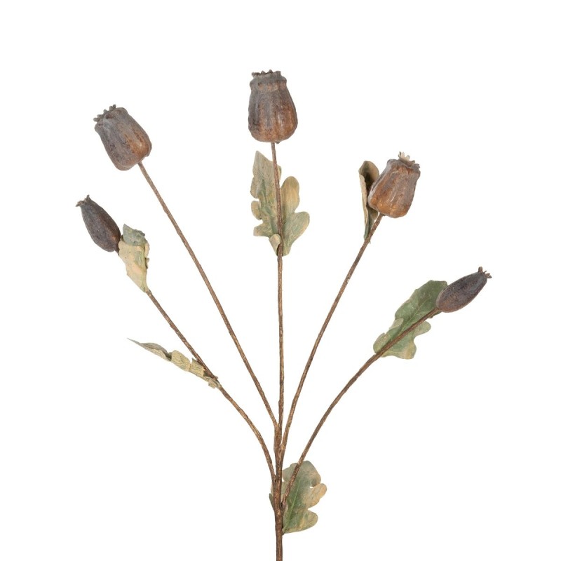 GloboStar® Artificial Garden POPPY FRUIT BRANCH 21432 Τεχνητό Διακοσμητικό Κλαδί Παπαρούνα Y62cm