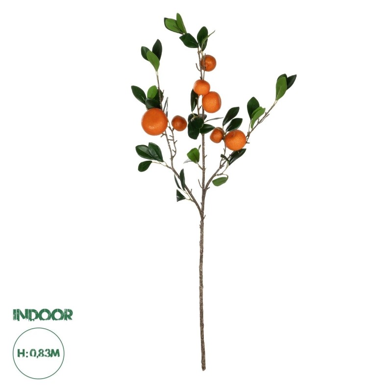 GloboStar® Artificial Garden ORANGE FRUIT BRANCH 21435 Τεχνητό Διακοσμητικό Κλαδί Πορτακαλιά Y83cm