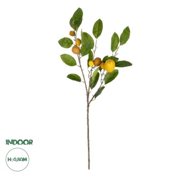 GloboStar® Artificial Garden YELLOW LEMON FRUIT BRANCH 21437 Τεχνητό Διακοσμητικό Κίτρινο Κλαδί Πορτακαλιά Y80cm