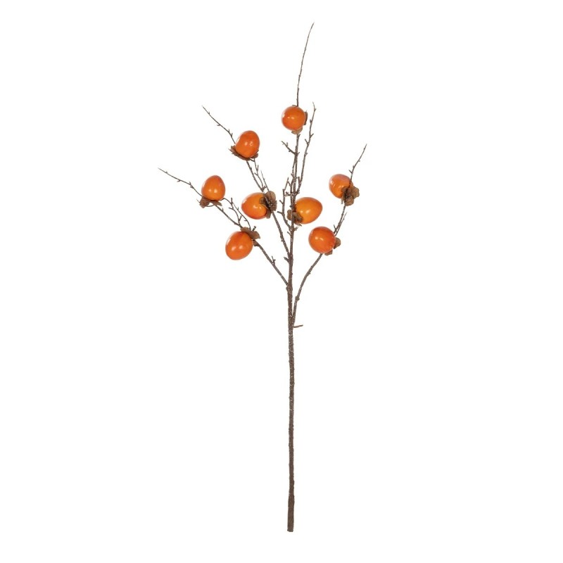 GloboStar® Artificial Garden PERSIMMON FRUIT 21439 Τεχνητό Διακοσμητικό Κλαδί Πορτοκαλί & Καφέ Λωτός Μ35 x Π7 x Υ90cm