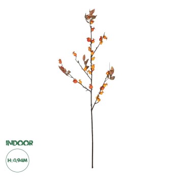GloboStar® Artificial Garden ORANGE BERRIES FRUIT BRANCH 21444 Τεχνητό Διακοσμητικό Κλαδί Πορτοκαλί Γκί Y94cm