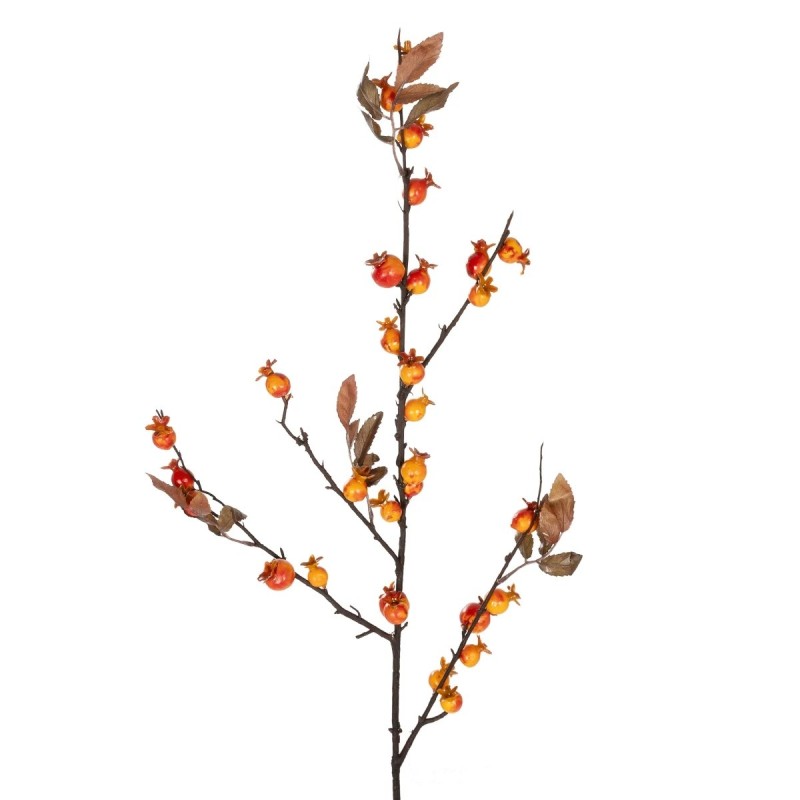 GloboStar® Artificial Garden ORANGE BERRIES FRUIT BRANCH 21444 Τεχνητό Διακοσμητικό Κλαδί Πορτοκαλί Γκί Y94cm