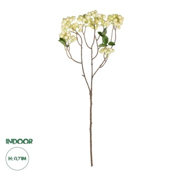 GloboStar® Artificial Garden WHITE BERRIES FRUIT BRANCH 21446 Τεχνητό Διακοσμητικό Κλαδί Λευκό Γκί Y71cm