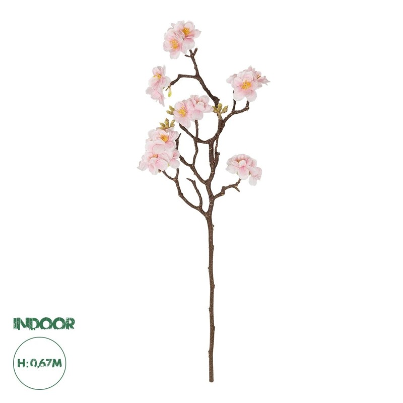 GloboStar® Artificial Garden PINK CHERRY BLOSSOM BRANCH 21454 Τεχνητό Διακοσμητικό Κλαδί Ροζ Κερασίας Y67cm